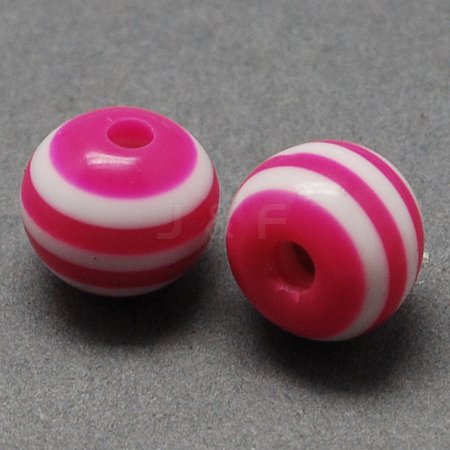 Round Striped Resin Beads X-RESI-R158-8mm-08-1