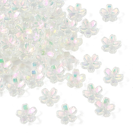 50Pcs Transparent Electroplate Glass Bead Caps EGLA-YW0007-17E-1