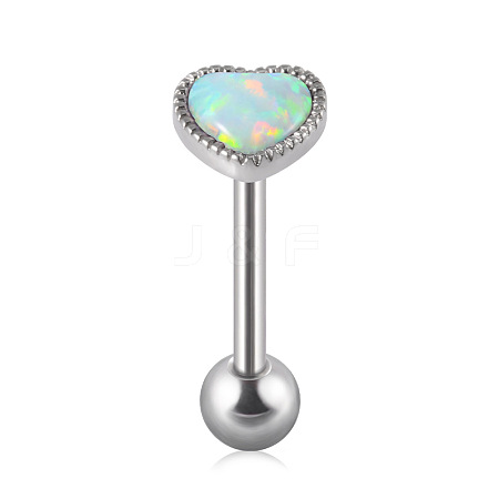 304 Stainless Steel with Synthetic Opal Tongue Rings WGE7D3A-05-1