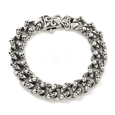 304 Stainless Steel Cuban Link Chain Bracelets for Women Men BJEW-C063-04AS-1