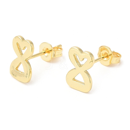 Brass Heart Infinity Stud Earrings KK-Q775-25G-1