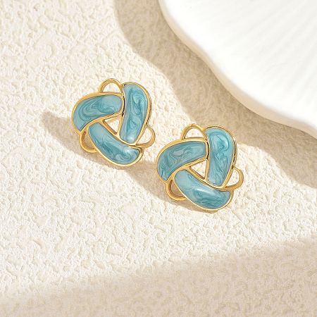 Stainless Steel Enamel Woven Stud Earrings LS-DE9374-5-1