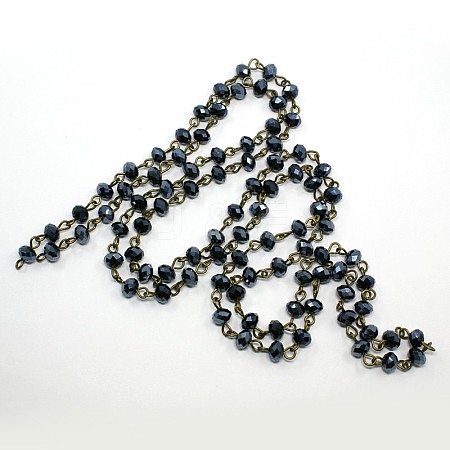 Handmade Glass Faceted Rondelle Beads Chains AJEW-PH00495-06-1