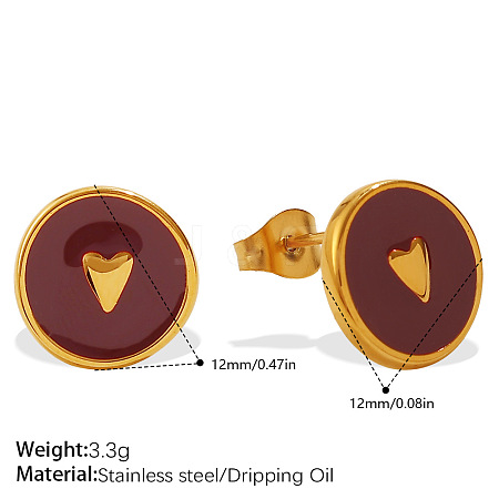 304 Stainless Steel & Shell Stud Earrings WG2F9FE-03-1