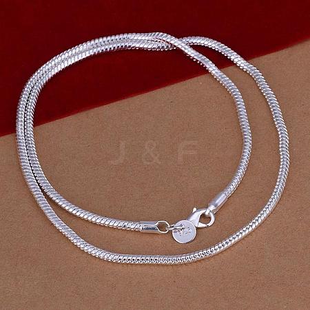 Simple Silver Color Plated Brass Snake Chain Necklaces For Men NJEW-BB12736-24-1
