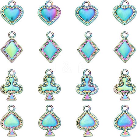 CHGCRAFT 16Pcs 4 Style Rack Plating Rainbow Color Alloy Pendants FIND-CA0005-73-1