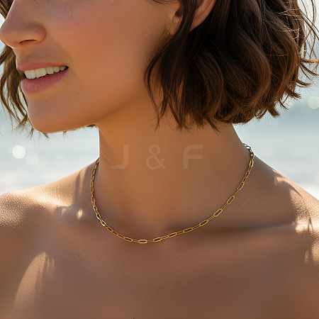 304 Stainless Steel Paperclip Chain Necklaces LS-BZ2870-1