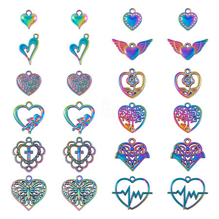 24Pcs 12 Style Rainbow Color Alloy Pendants FIND-TA0003-91-1