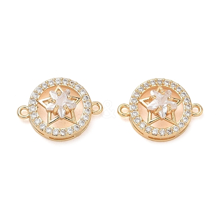 Brass Micro Pave Clear Cubic Zirconia Connector Charms CU-CBA3F77-09G-1