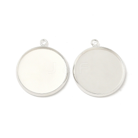 Flat Round Brass Pendant Cabochon Settings KK-K414-14G-S-1