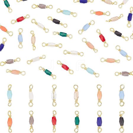 40pcs 10 colors Electroplated Glass Links Connectors KK-FH0003-10-1