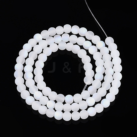 Frosted Imitation Jade Glass Beads Strands GLAA-T032-J4mm-MBB01-1