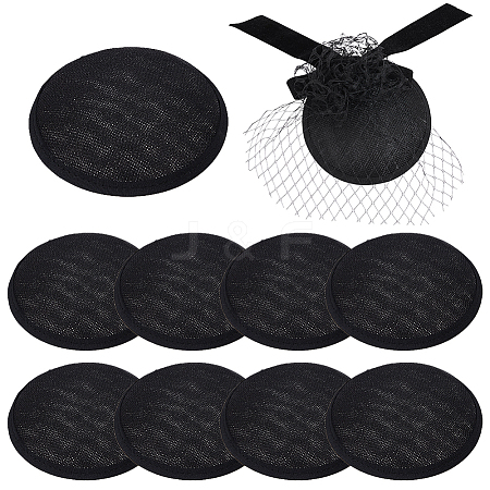 10Pcs Imitation Hemp Round Fascinator Hat Base for Millinery AJEW-BC0009-73-1