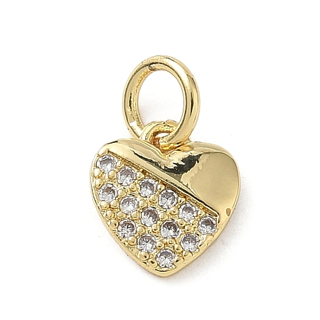 Brass Micro Pave Clear Cubic Zirconia Charms KK-A273-04G-1