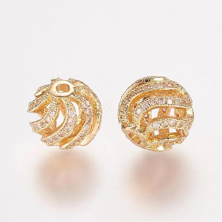 Brass Micro Pave Cubic Zirconia Beads ZIRC-K063-04G-1