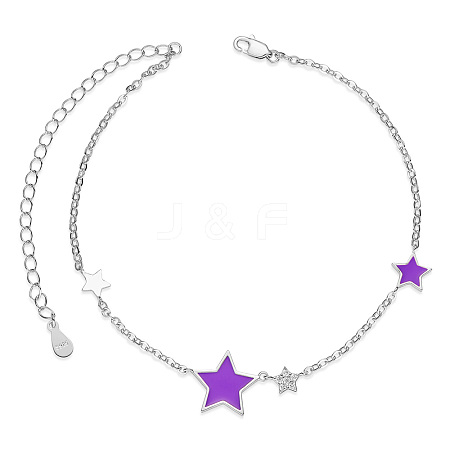 SHEGRACE 925 Sterling Silver Link Anklets JA56E-1