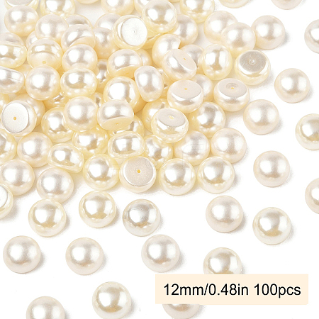100Pcs ABS Plastic Imitation Pearl Beads OACR-YW0002-46A-1