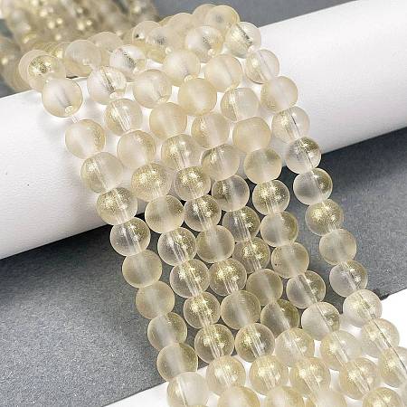 Frosted Transparent Glass Bead Strands GLAA-P065-6mm-01-1