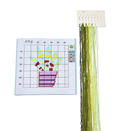 Flower Pattern DIY Cross Stitch Beginner Kits DIY-NH0004-03A-1