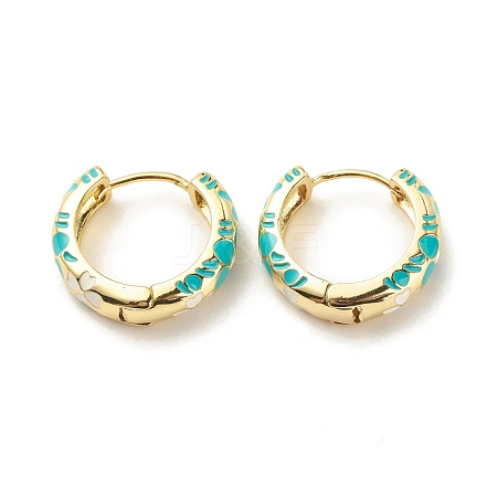 Flower Enamel Hoop Earrings EJEW-G290-03G-E-1