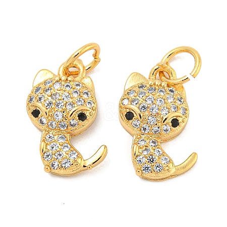 Rack Plating Brass Micro Pave Clear Cubic Zirconia Pendants KK-B093-02C-G-1