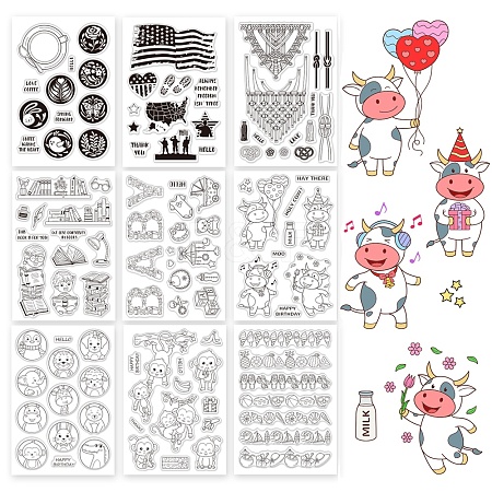 Globleland 9 Sheets 9 Style PVC Plastic Stamps DIY-GL0003-19-1