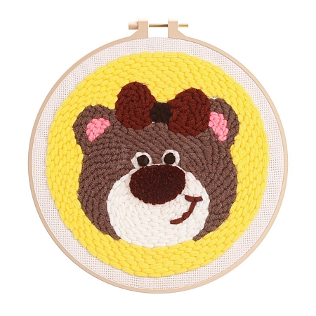 DIY Animal Pattern Punch Embroidery Beginner Kits for Beginners PW-WGCCAFD-04-1