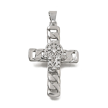 Brass Micro Pave Clear Cubic Zirconia Pendants CU-CBA4BAF-08P-1