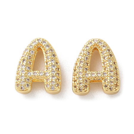 Rack Plating Brass Micro Pave Cubic Zirconia Slide Charms KK-C084-34G-A-1