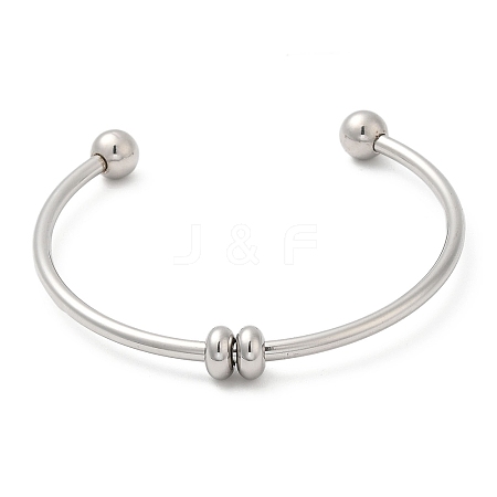 Non-Tarnish Screw End Ball 304 Stainless Steel Open Cuff Bangles BJEW-G677-01P-1