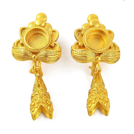 Flower Brass Earring Hooks with Round Tray KK-G502-22G-1