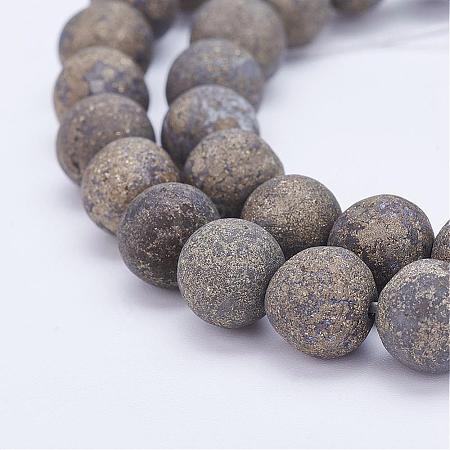 Natural Pyrite Bead Strands G-G670-09-8mm-1