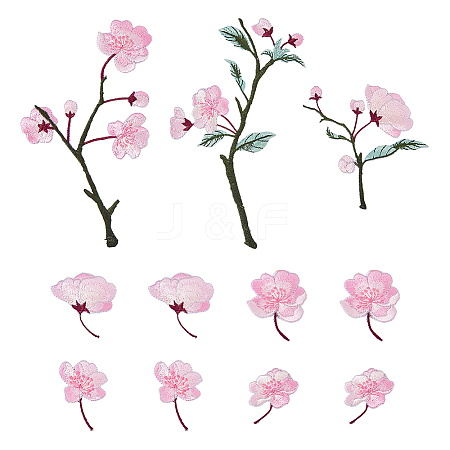 11Pcs 7 Styles Rayon Iron on/Sew on Cloth Patches PATC-FH0001-37-1