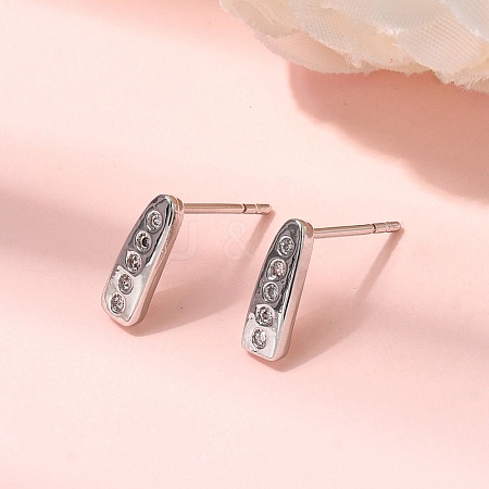 Teardrop Brass Micro Pave Clear Cubic Zirconia Stud Earrings EJEW-H180-26P-1