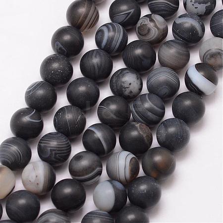 Natural Striped Agate/Banded Agate Bead Strands G-K166-12-10mm-03-1