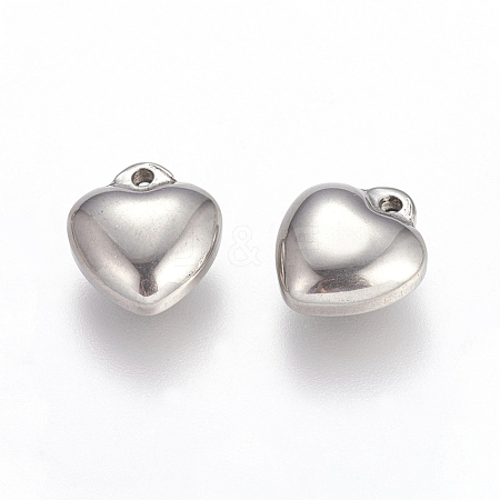 Tarnish Resistant 304 Stainless Steel Puffed Heart Charms X-STAS-K002-21A-1