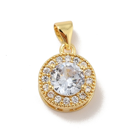 Brass Micro Pave Cubic Zirconia Pendants X-KK-B059-30G-1