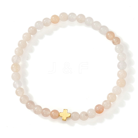 Bohemian Natural Pink Aventurine Round Beads Stretch Bracelets LS-NO3013-1-1