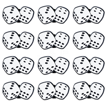 12Pcs Dice Enamel Pin JEWB-FH0003-03-1