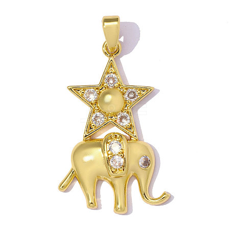 Brass Micro Pave Clear Cubic Zirconia Pendants CU-OY001-51G-1