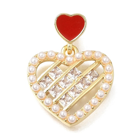 Brass Micro Pave Clear Cubic Zirconia Pendants KK-C263-06G-1