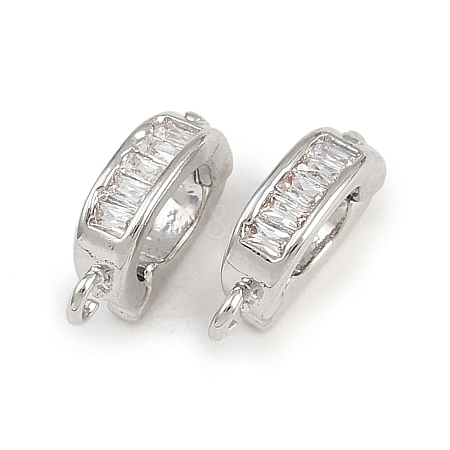 Oval Brass Micro Pave Clear Cubic Zirconia Fold Over Clasps KK-A269-42P-1