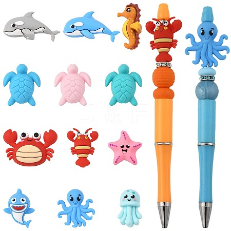 12Pcs 12 Styles Silicone Beads SIL-FS0001-34A-1