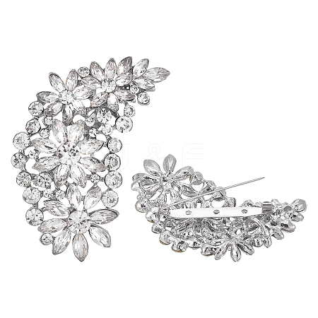 2Pcs Flower Alloy Rhinestone Brooch JEWB-FG0001-70B-1
