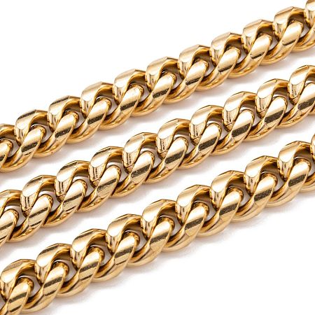 304 Stainless Steel Cuban Link Chain STAS-B019-02D-G-1