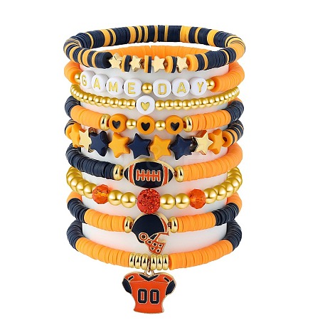 1 Set Handmade Polymer Clay Heishi Beads Stretch Bracelets Set BJEW-SZ0002-67A-01-1