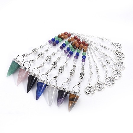 Chakra Jewelry Natural Mixed Stone Cone Dowsing Pendulums G-G771-E-1