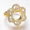 Adjustable Brass Micro Pave Clear Cubic Zirconia Finger Ring Components ZIRC-I049-12G-1