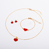 Heart Alloy Enamel Link Bracelets & Stud Earrings & Pendant Necklaces for Women FS-WG7E308-03-2