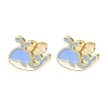 Brass Enamel Stud Earrings LS-EJEW-B152-01G-03-4